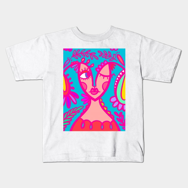 NEON GIRL Kids T-Shirt by AS.PAINTINGS